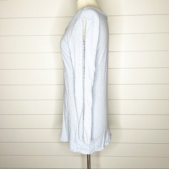 Soft Surroundings Ladder Lace Boatneck Tunic Top Light Blue Small - Picture 5 of 8